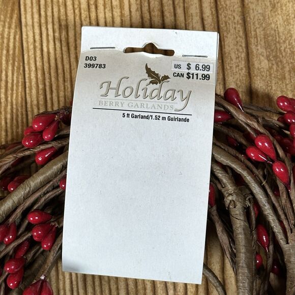 Holiday Berry Garlands Primitive Pip Berry Garland 5ft Set Of 2 & Mini Pine Come - Picture 3 of 12